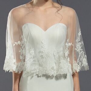 Brand New, Never worn Bridal Capelet Ivory (Lace & Tulle) with beading
